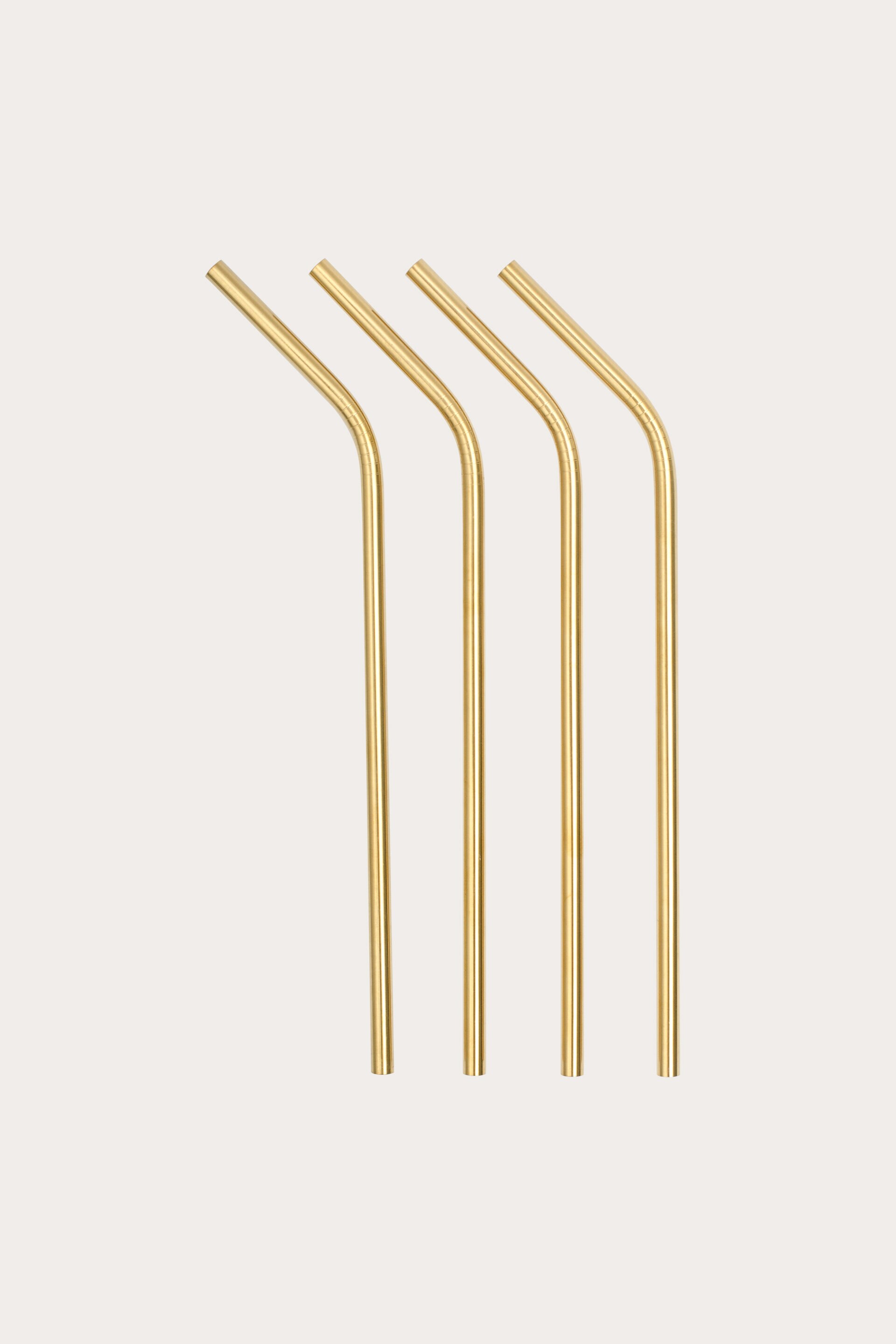Gold Bent Stainless Steel Drinking Straws Metal Straw 10 PCS 21cm 